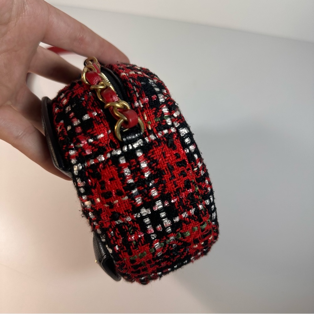 Chanel Tweed Camera Bag Red Black CC - Picture 5 of 11